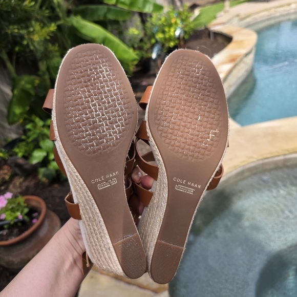 Cole Haan Women's Crystal Slingback Espadrille Wedge Sandals Brown Size 9,5B - Picture 9 of 14